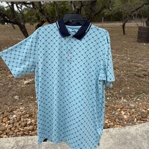 Men's Blue Patterned Polo Shirt